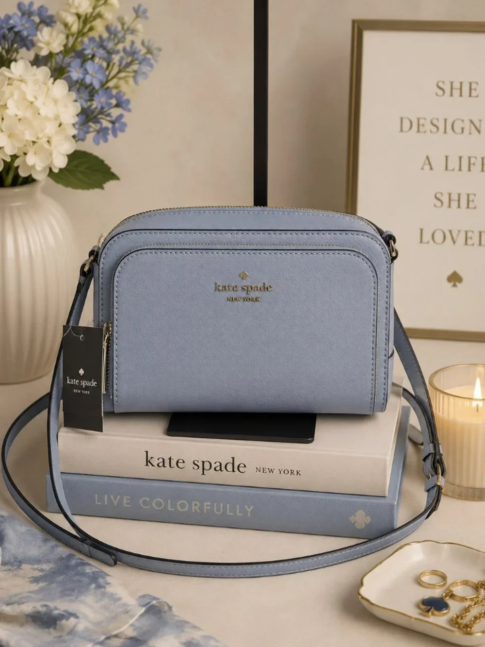NWT Kate Spade Staci Mini Crossbody Bag – Muted Blue